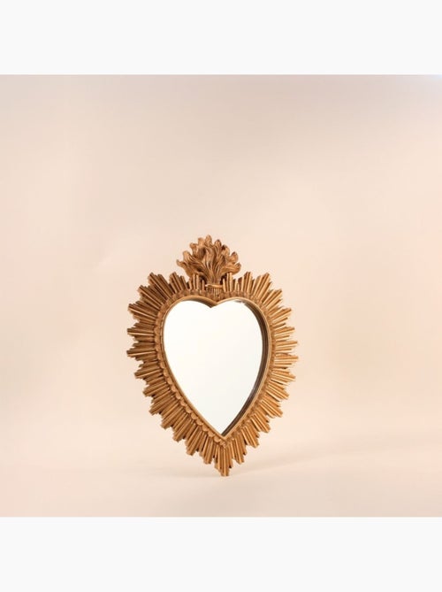 Miroir ex-voto coeur en résine dorée 39cm - Kiabi