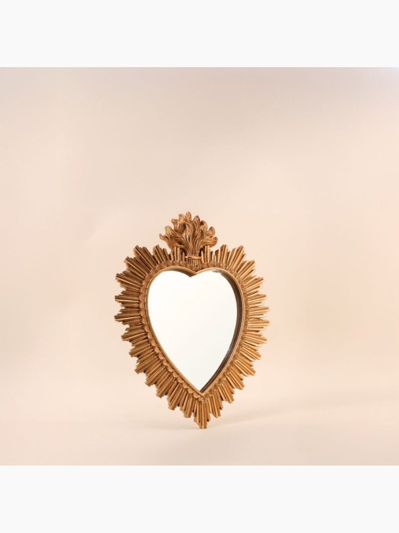 Miroir ex-voto coeur en résine dorée 39cm Doré - Kiabi