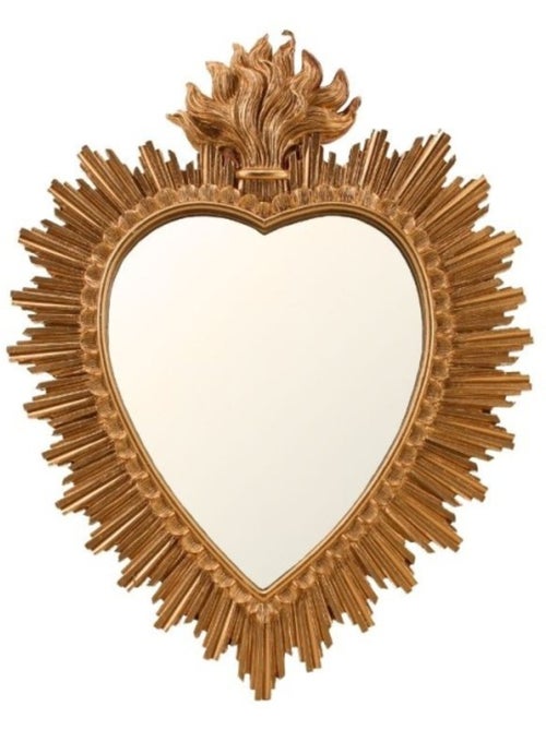 Miroir ex-voto coeur en résine dorée 39cm - Kiabi