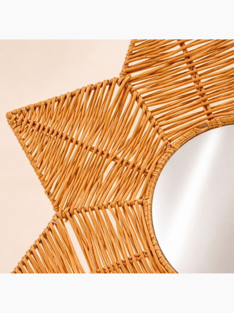 Miroir fleur effet rotin 50 cm Beige - Kiabi