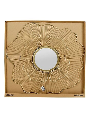 Miroir fleur métal doré D70