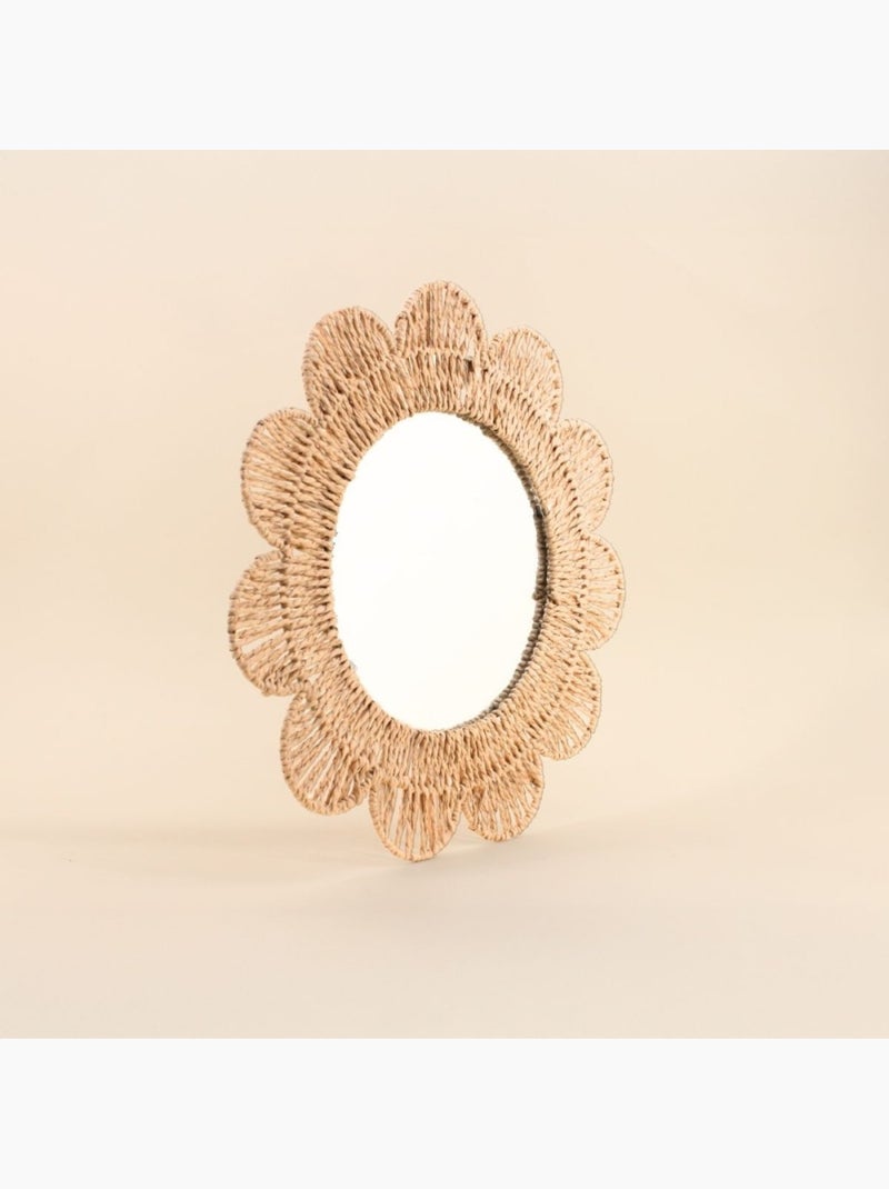 Miroir forme fleur en corde 45cm Beige - Kiabi