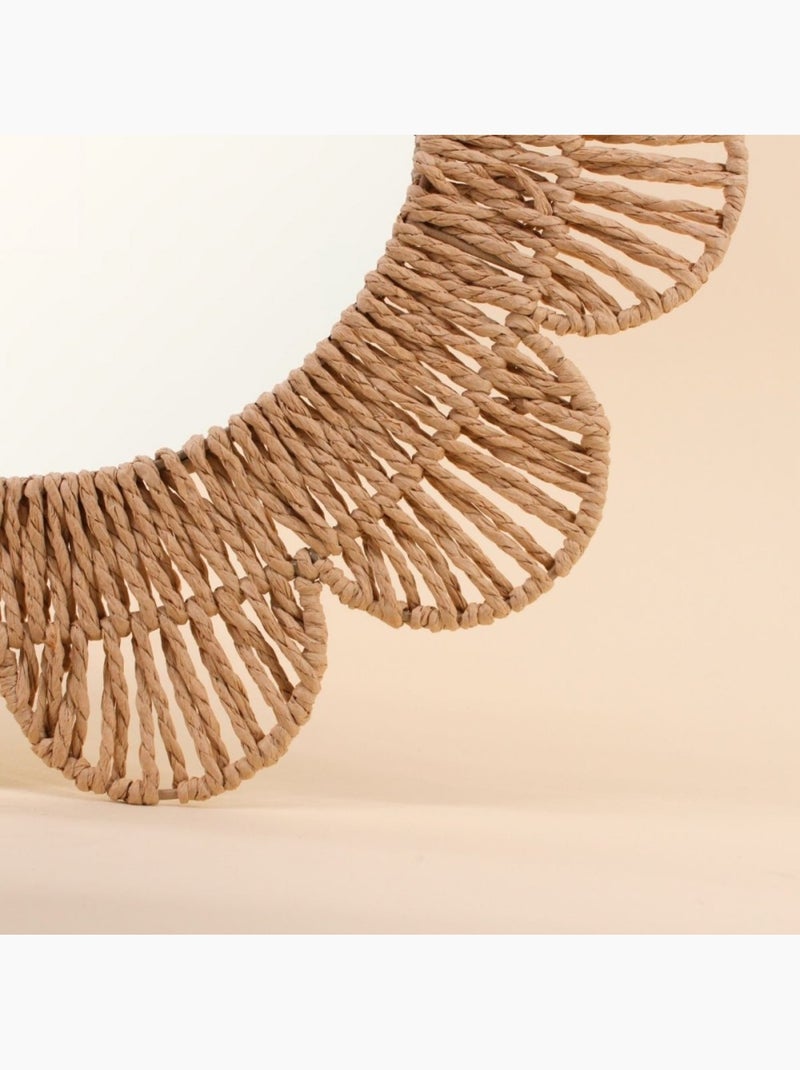 Miroir forme fleur en corde 45cm Beige - Kiabi