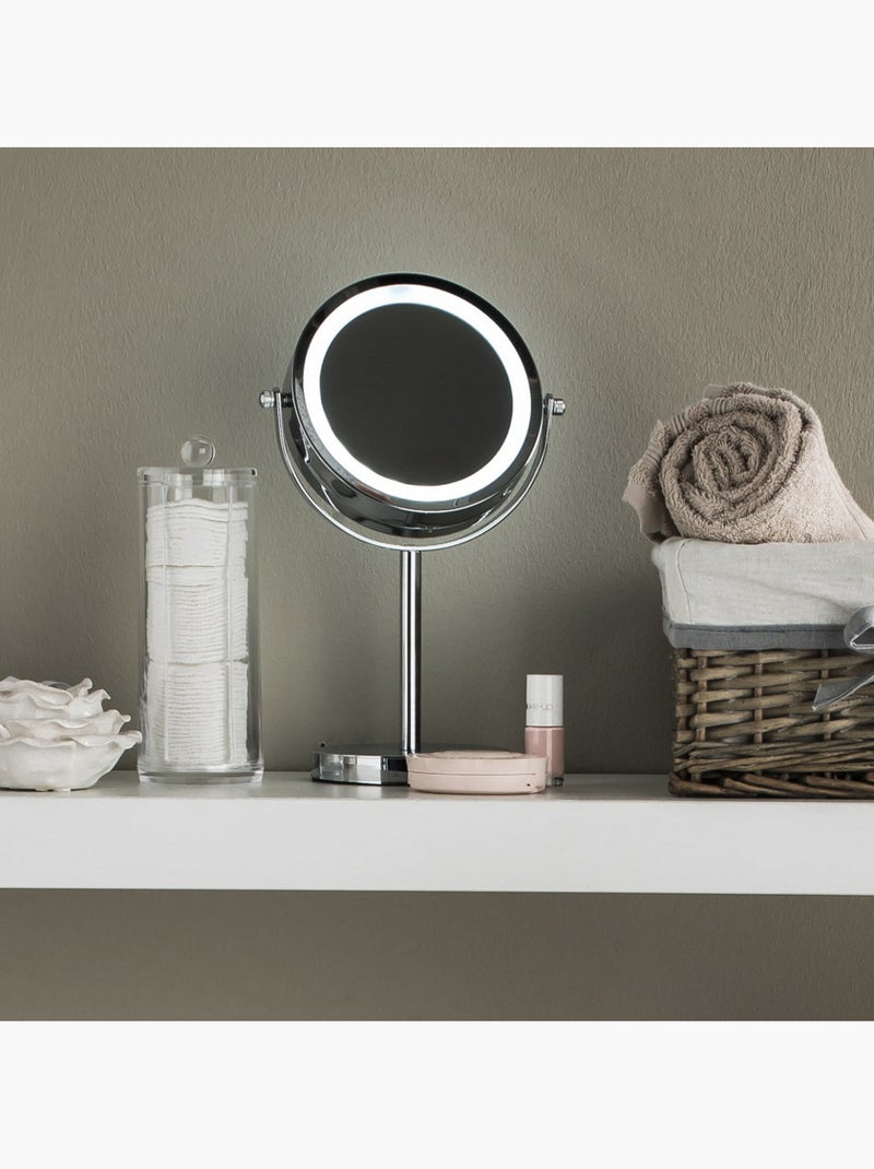 Miroir grossissant sur pied LUMI x3 LED en métal Inox – Guy Levasseur Blanc - Kiabi