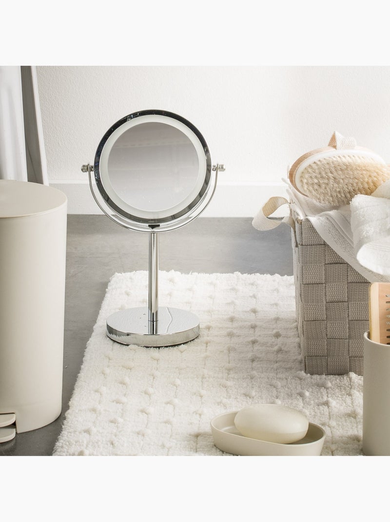 Miroir grossissant sur pied LUMI x3 LED en métal Inox – Guy Levasseur Blanc - Kiabi