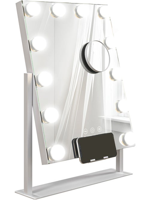 Miroir hollywood led rotatif grossissant réglable port charge usb - Kiabi