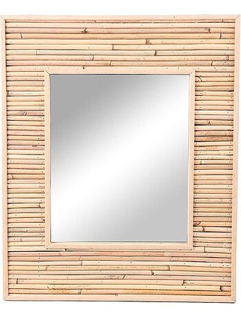 Miroir koné rotin et bambou 45x55 cm