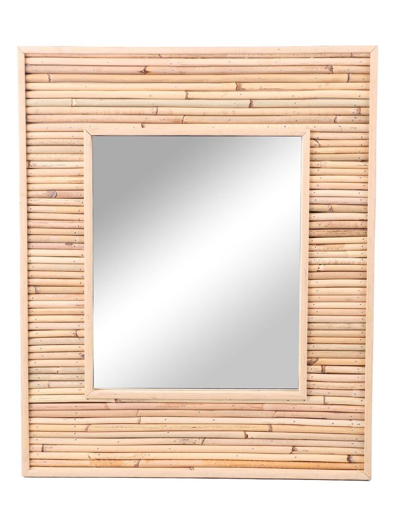 Miroir koné rotin et bambou 45x55 cm Beige - Kiabi