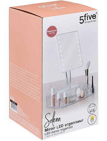 Miroir LED 14 compartiments de rangement SELENA