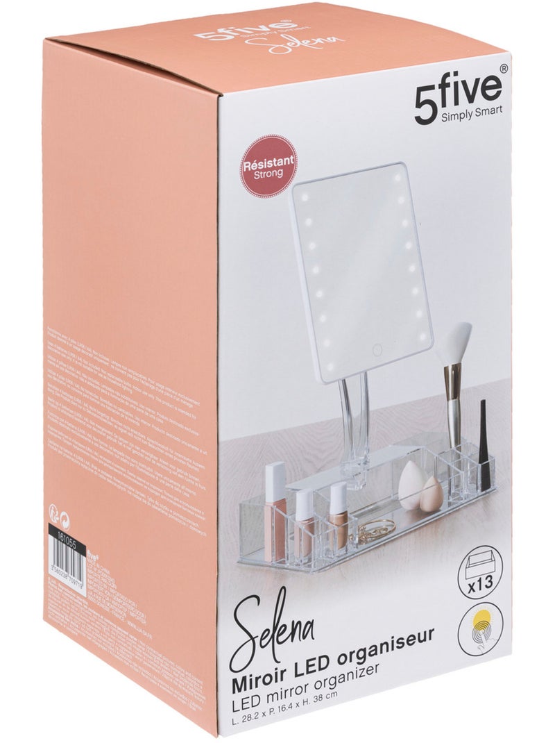 Miroir LED 14 compartiments de rangement SELENA Argent - Kiabi