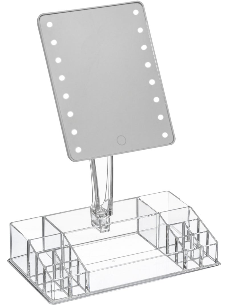 Miroir LED 14 compartiments de rangement SELENA Argent - Kiabi