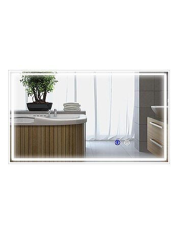 Miroir LED mural de salle de bain - 100L x 60H cm - tactile - antibué