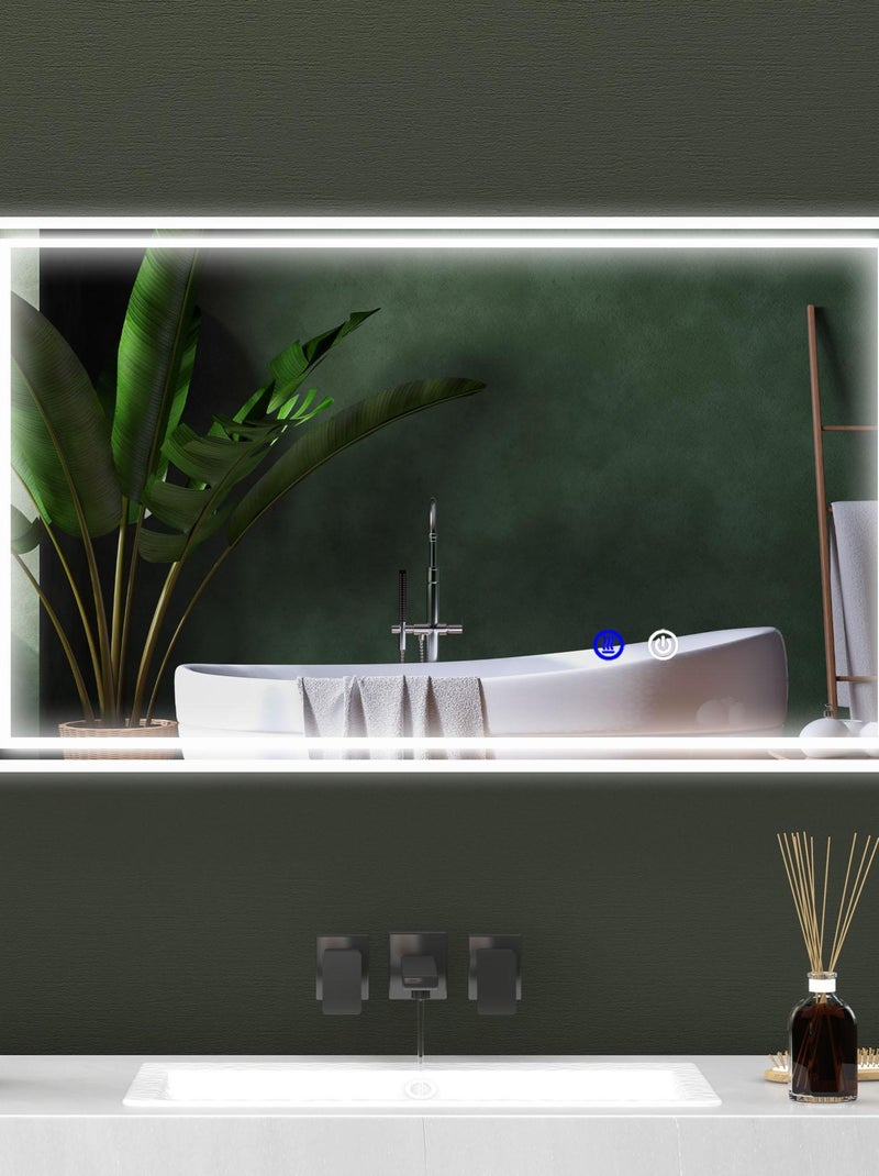 Miroir LED mural de salle de bain - 100L x 60H cm - tactile - antibué Gris - Kiabi