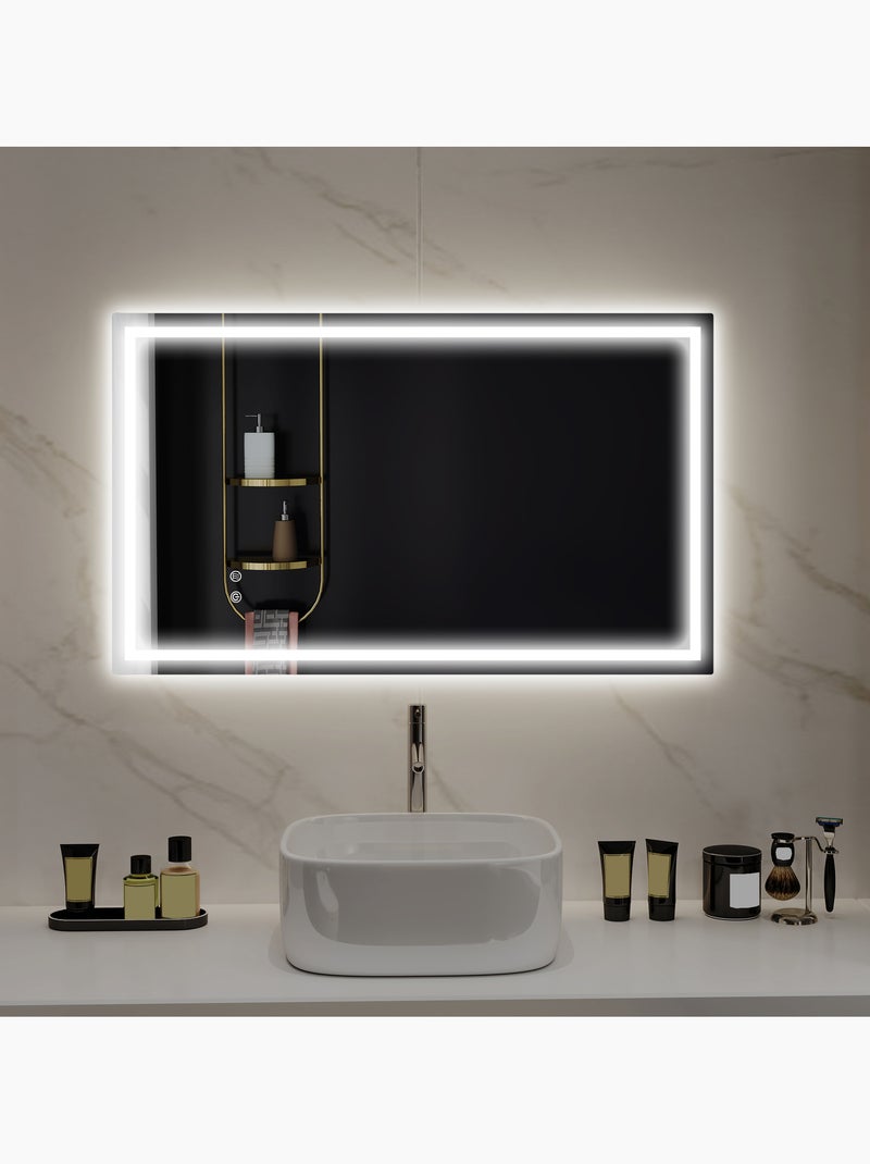 Miroir led mural de salle de bain - 100l x 60h cm - tactile - antibué Gris - Kiabi