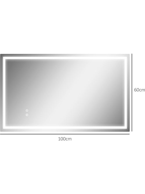 Miroir led mural de salle de bain - 100l x 60h cm - tactile - antibué - Kiabi