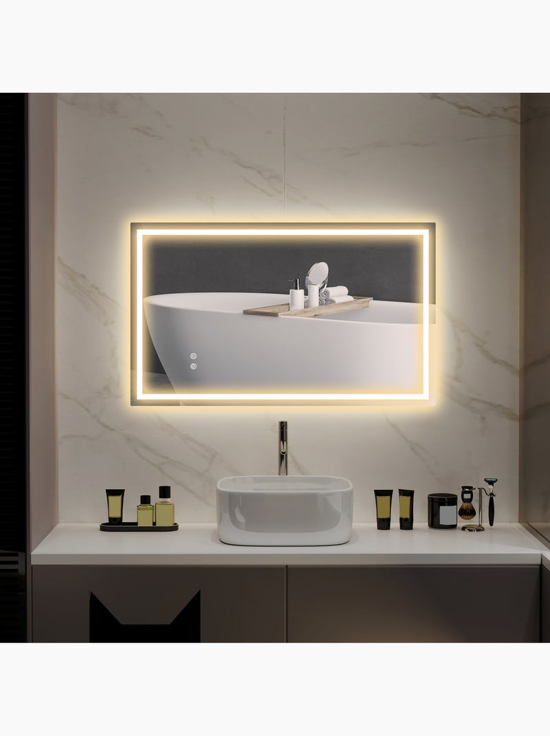 Miroir led mural de salle de bain - 100l x 60h cm - tactile - antibué Gris - Kiabi