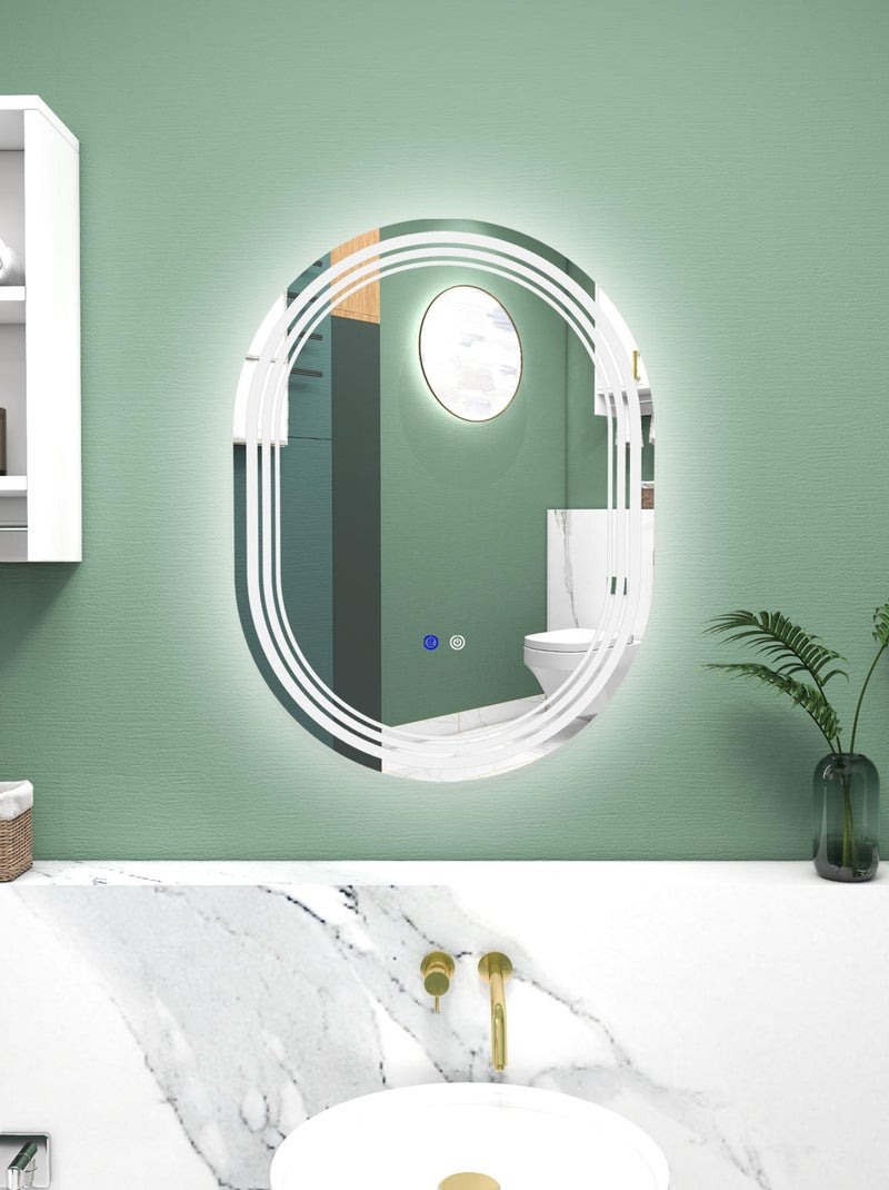 Miroir LED mural de salle de bain - 50L x 70H cm - tactile - antibué Gris - Kiabi