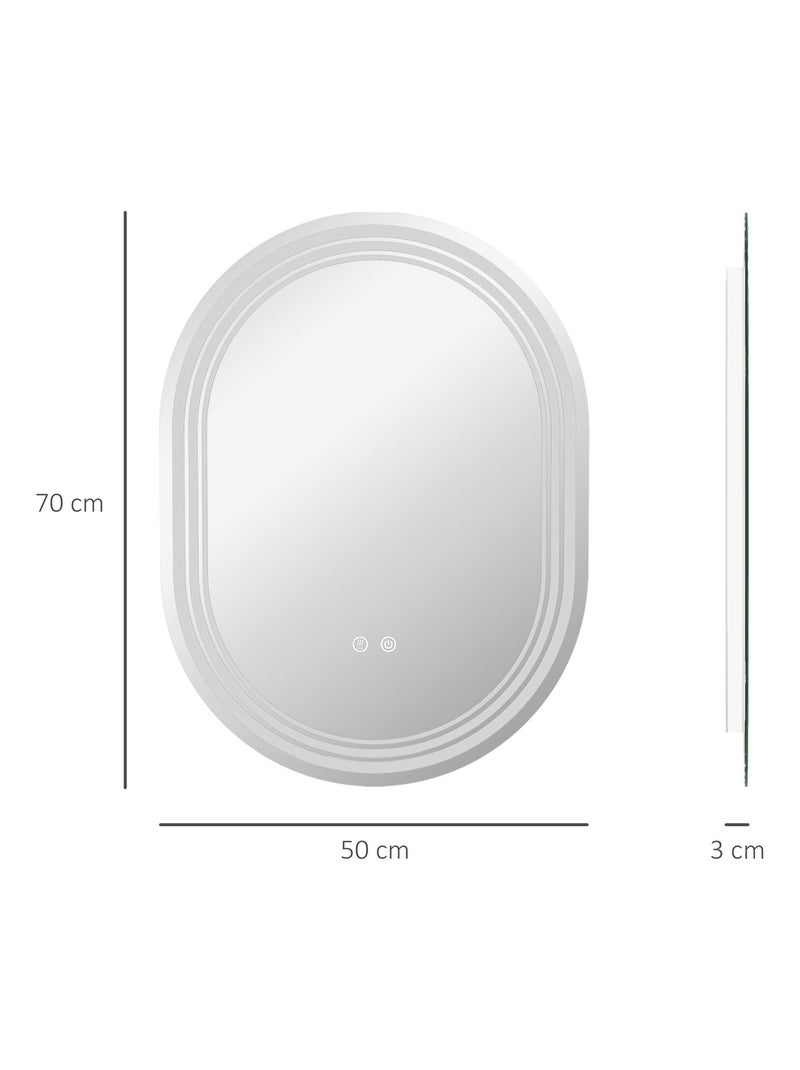 Miroir LED mural de salle de bain - 50L x 70H cm - tactile - antibué Gris - Kiabi