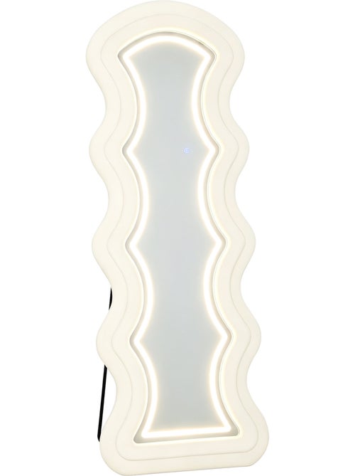 Miroir led ondulé pleine longueur 160x60cm velours crème - Kiabi