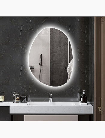 Miroir led organique salle de bain réglable - 80 x 60 cm - verre trempé