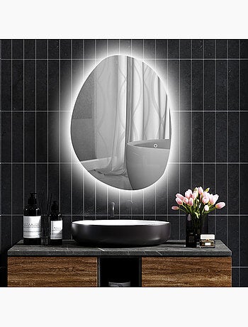 Miroir led organique salle de bain réglable - 80 x 60 cm - verre trempé