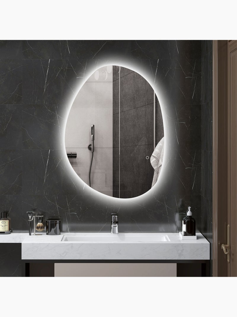 Miroir led organique salle de bain réglable - 80 x 60 cm - verre trempé Gris - Kiabi