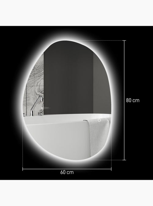 Miroir led organique salle de bain réglable - 80 x 60 cm - verre trempé - Kiabi