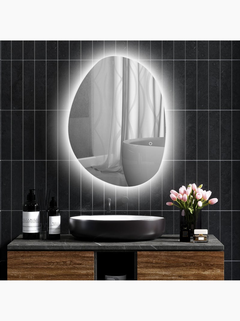 Miroir led organique salle de bain réglable - 80 x 60 cm - verre trempé Gris - Kiabi