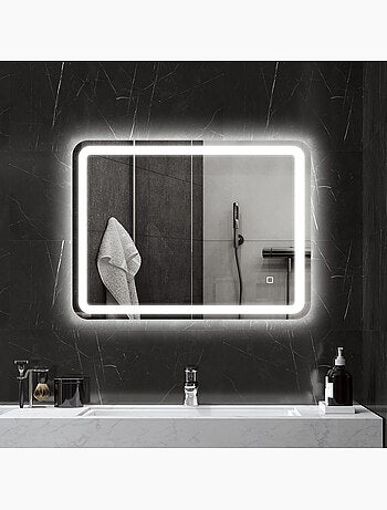 Miroir led salle de bain réglable 34w antibué tactile 60 x 80 cm