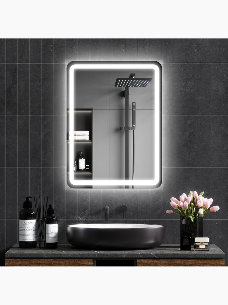 Miroir led salle de bain réglable 34w antibué tactile 60 x 80 cm Gris - Kiabi