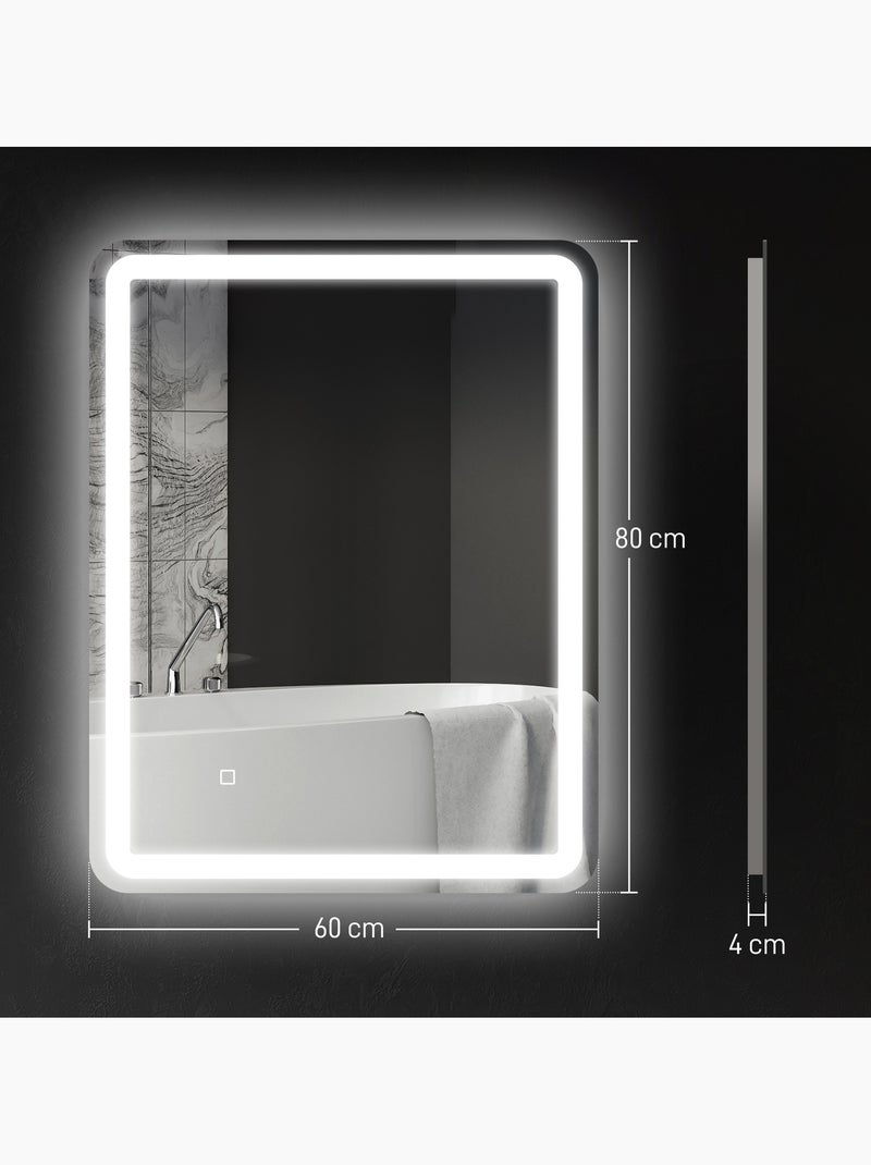 Miroir led salle de bain réglable 34w antibué tactile 60 x 80 cm Gris - Kiabi