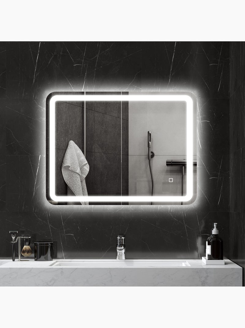 Miroir led salle de bain réglable 34w antibué tactile 60 x 80 cm Gris - Kiabi
