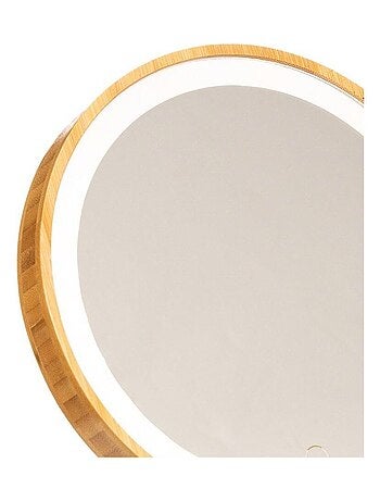Miroir LED sur pied en bambou
