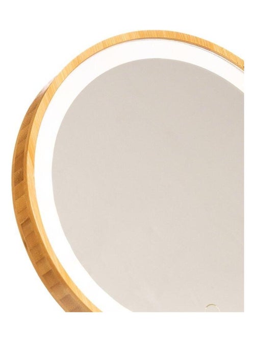Miroir LED sur pied en bambou - Kiabi