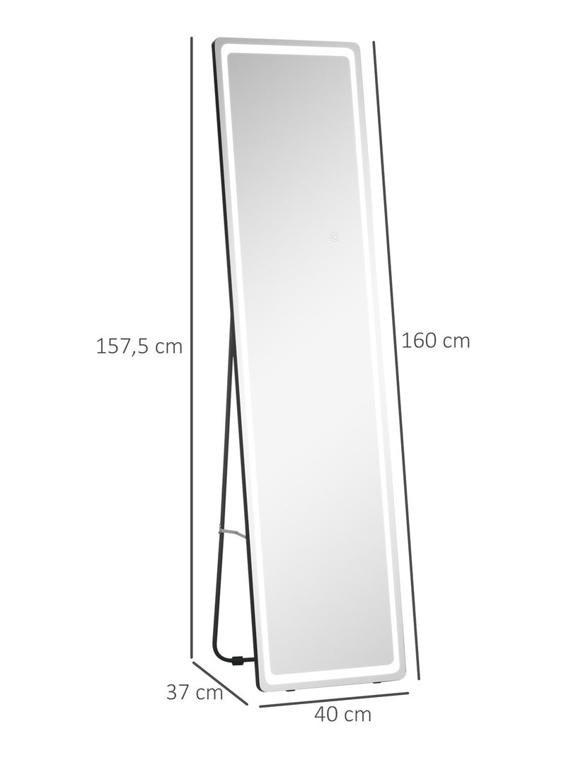 Miroir LED sur pied ou mural réglable Noir - Kiabi
