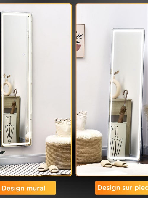 Miroir LED sur pied ou mural réglable - Kiabi