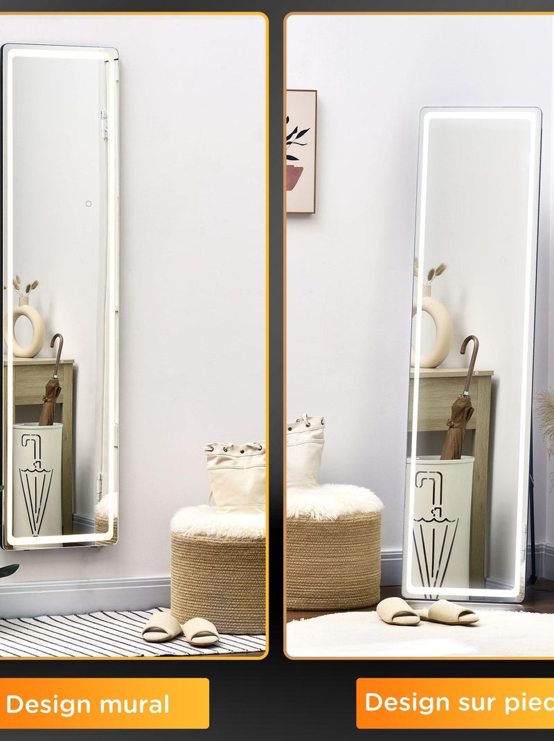 Miroir LED sur pied ou mural réglable Noir - Kiabi
