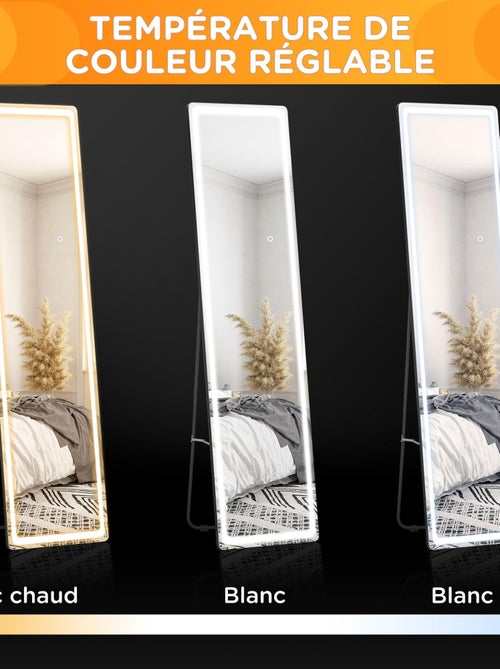 Miroir LED sur pied ou mural réglable - Kiabi