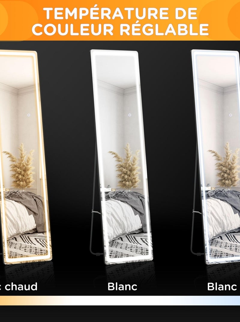 Miroir LED sur pied ou mural réglable Noir - Kiabi