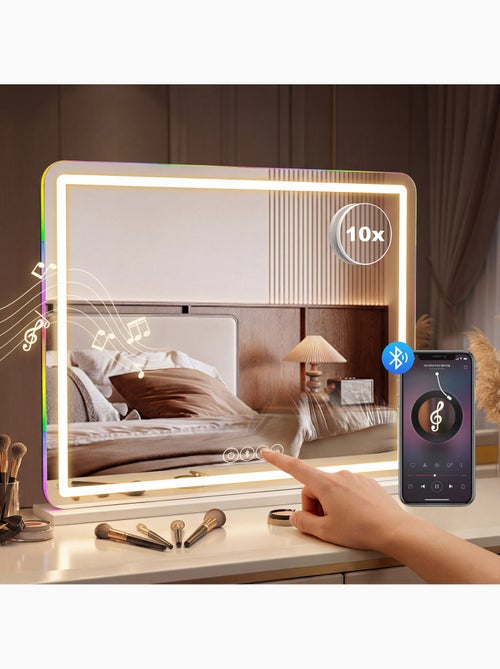 Miroir led tactile réglable grossissant de table - Kiabi