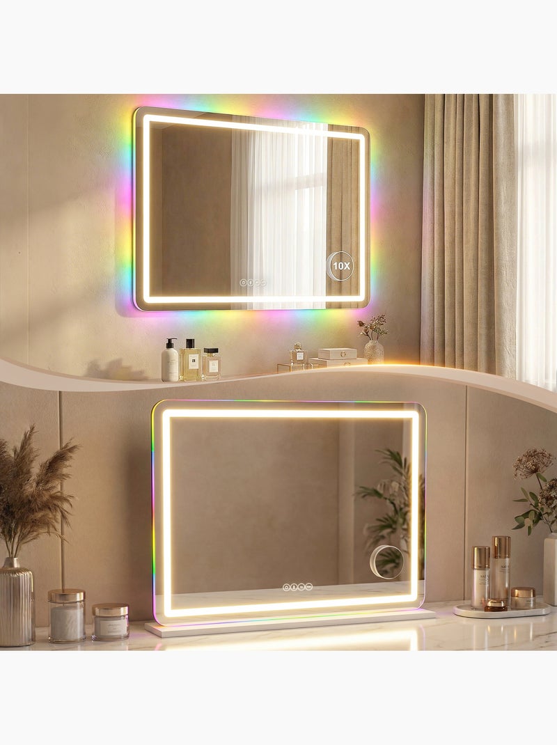 Miroir led tactile réglable grossissant de table Blanc Blanc - Kiabi