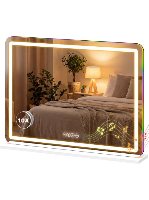 Miroir led tactile réglable grossissant de table - Kiabi