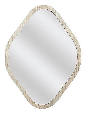 Miroir losange avec contour effet bois ELIO
