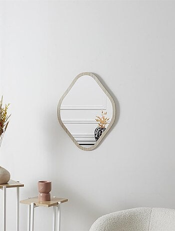 Miroir losange avec contour effet bois ELIO
