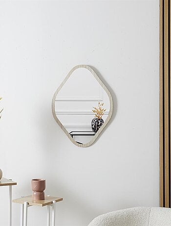 Miroir losange avec contour effet bois ELIO