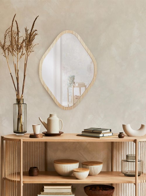 Miroir losange contour bois - Kiabi