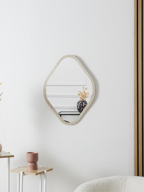 Miroir losange contour bois - Kiabi