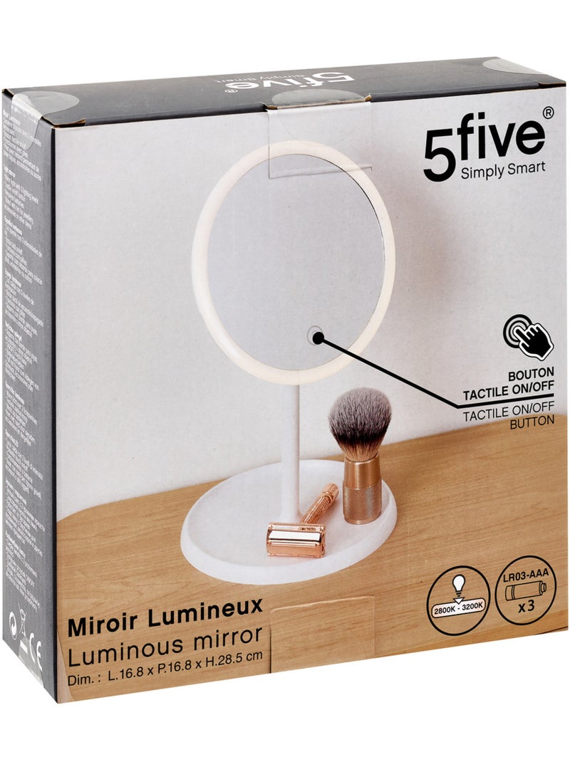 Miroir lumineux L19cm blanc Blanc - Kiabi