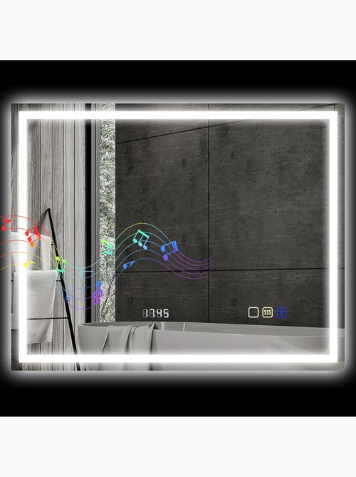 Miroir lumineux led 100 x 80 cm bluetooth interrupteur tactile lumière réglable - Kiabi
