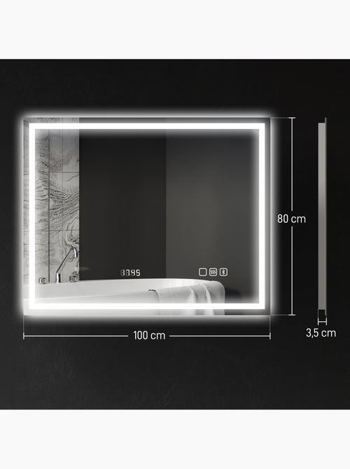 Miroir lumineux led 100 x 80 cm bluetooth interrupteur tactile lumière réglable - Kiabi